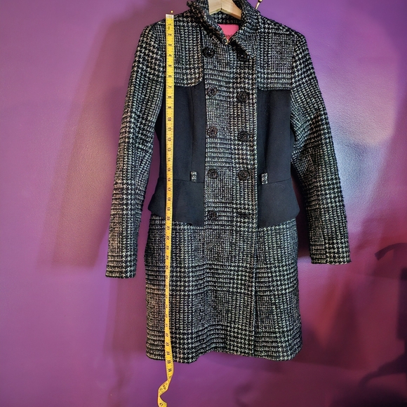 Betsey Johnson Black and White Tweed Pea Coat - Picture 6 of 13
